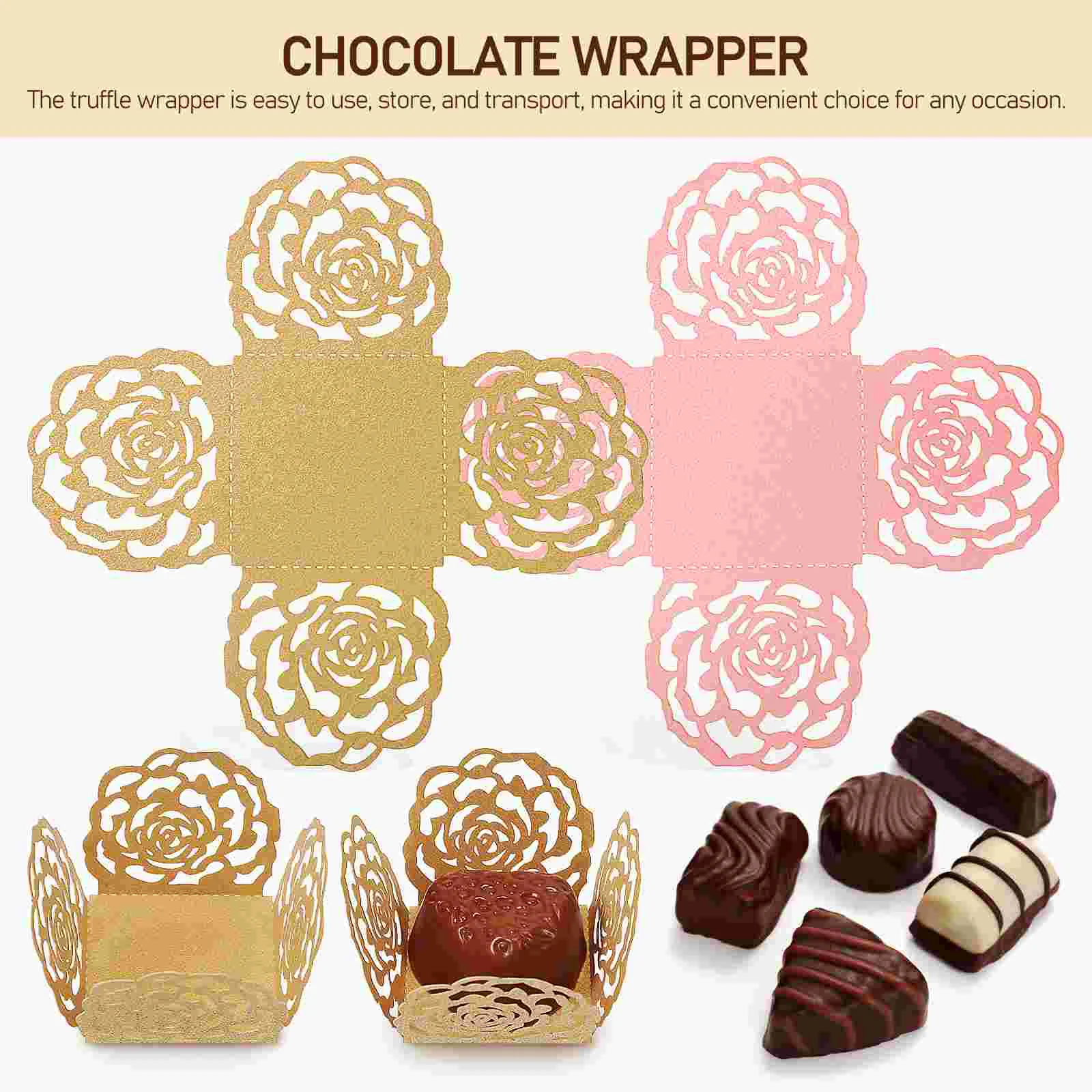 100Pcs Chocolate Cups Truffle Wrappers Pink Beige Baking Cups Mini Cupcake Liners Paper Candy Chocolate Wrappers For