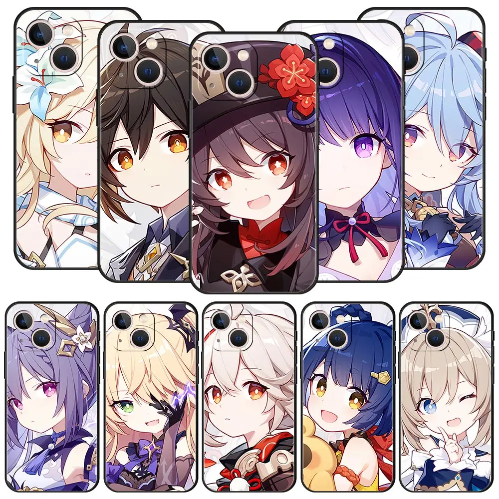 

Genshin Impact Game Phone Case For Apple iPhone 11 15 14 Pro MAX 12 13 7 8 Plus X XR XS MAX SE Silicone Black Cover Luxury