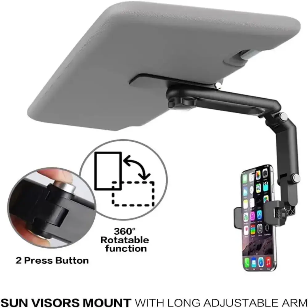 Phone Holder Sun Visor Phone Holder for Car Multifunctional 360&deg; Rotating Sun Visor Cell Phone Holder IPhone/Samsung/Android