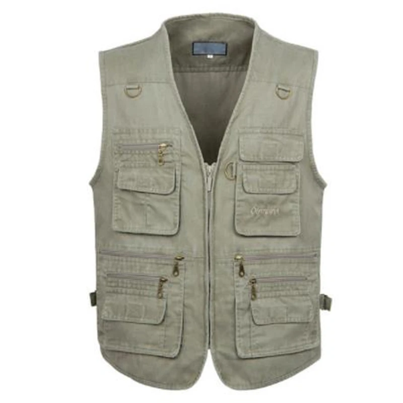 

Male Casual Spring Vests Big Size 100% Cotton Sleeveless Waistcoat With Many 16 Pockets Men Multi Pocket Photograph Gilet Fall