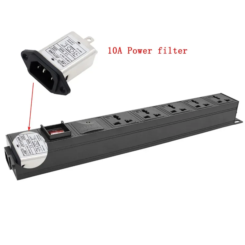 

PDU Power strip With switch control With 5 Ways Universal Outlet Sockets C14 Interface 10A power filter 115/250V 50/60HZ