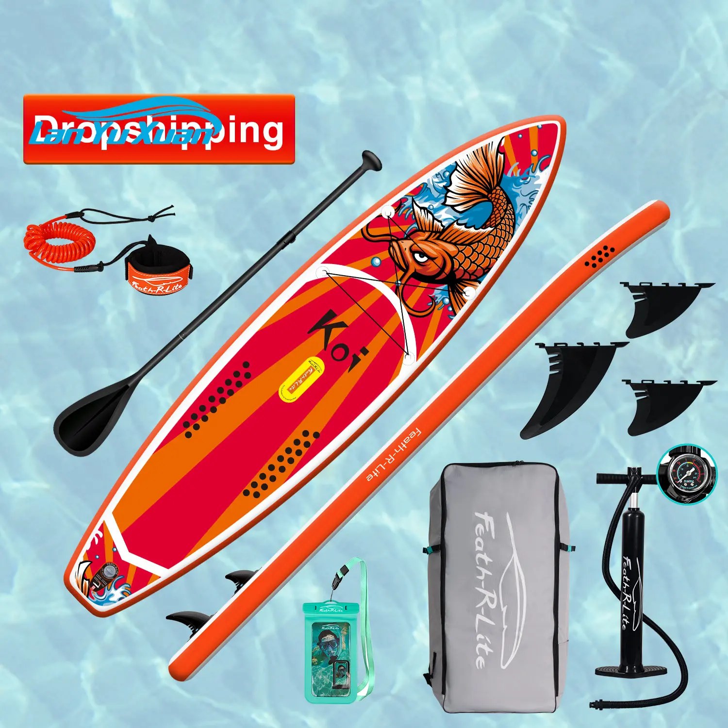 FUNWATER Dropshipping OEM sup bord stand up inflatable paddleboard koi