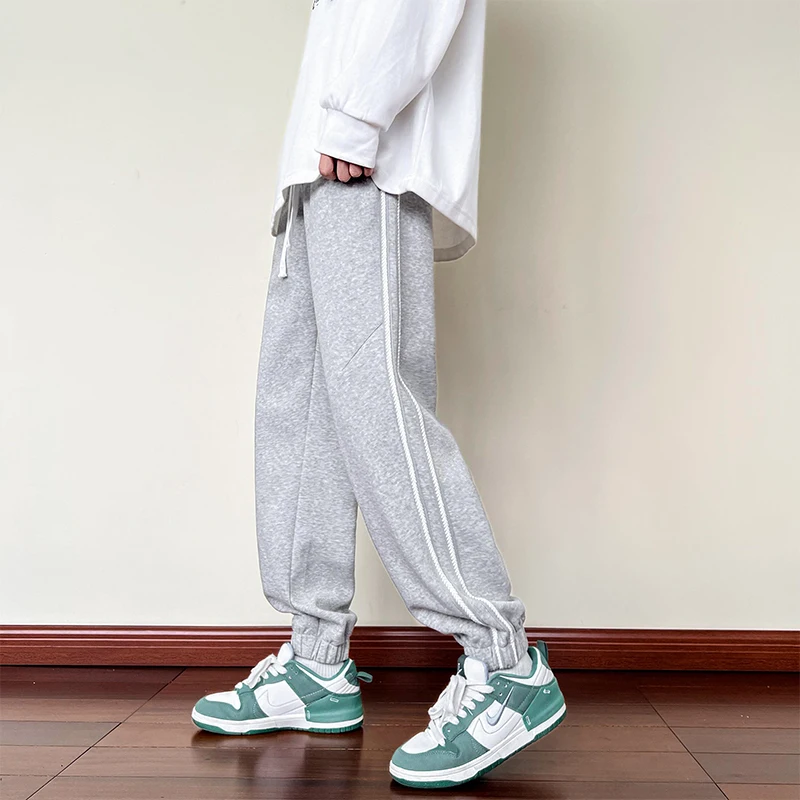 Men Autumn Winter Weaving Loose Drawstring Pockets Pants
