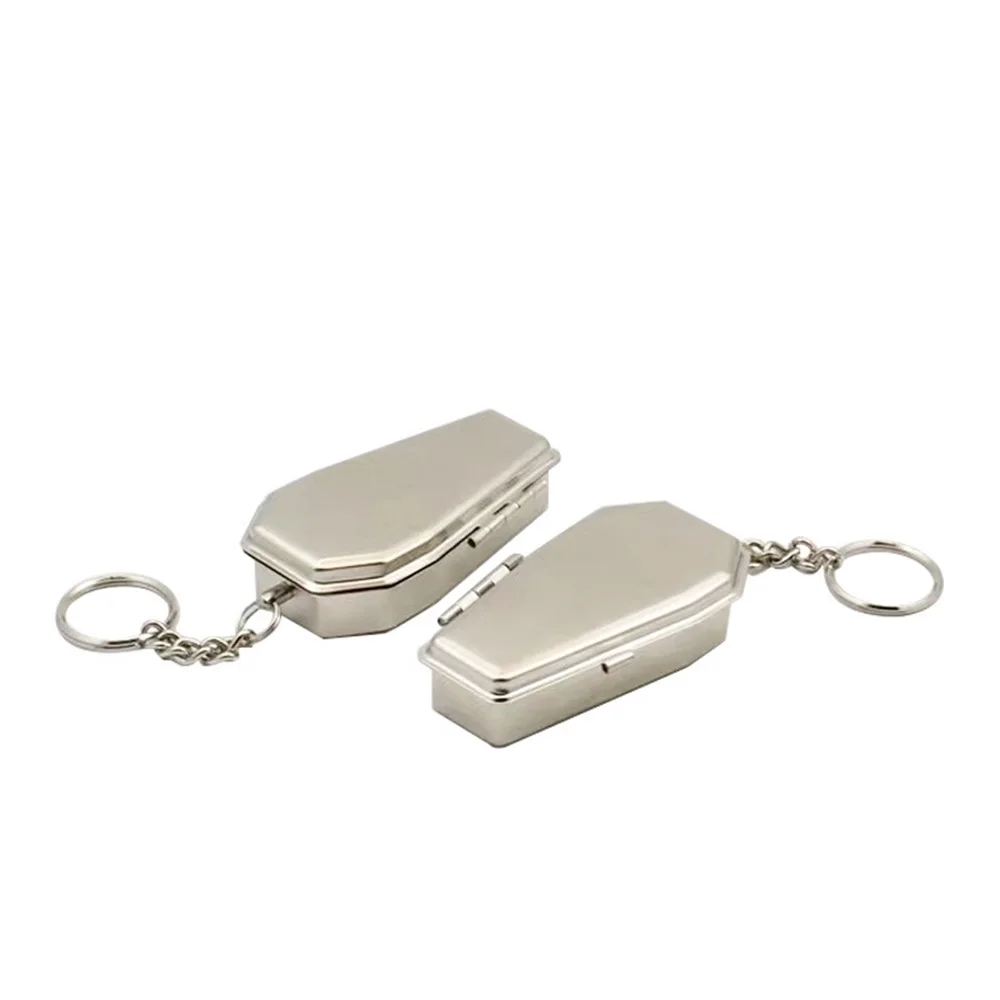 Mini Ashtray with Cigarette Rack Keychain Outdoor Portable Coffin Shaped Ashtray Cigarette Accessories