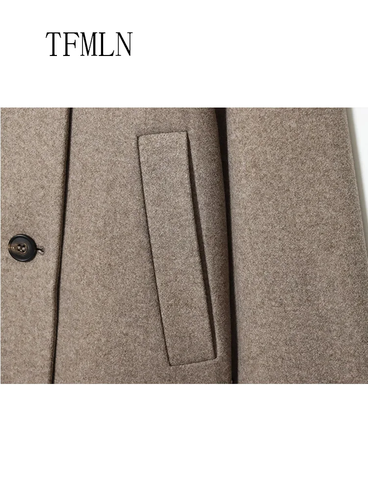 Fashion Stand Collar Causal Jackets For Women 2025 Autumn Loose Single Breasted Long Sleeve Chic Coats High Street Lady Outwear