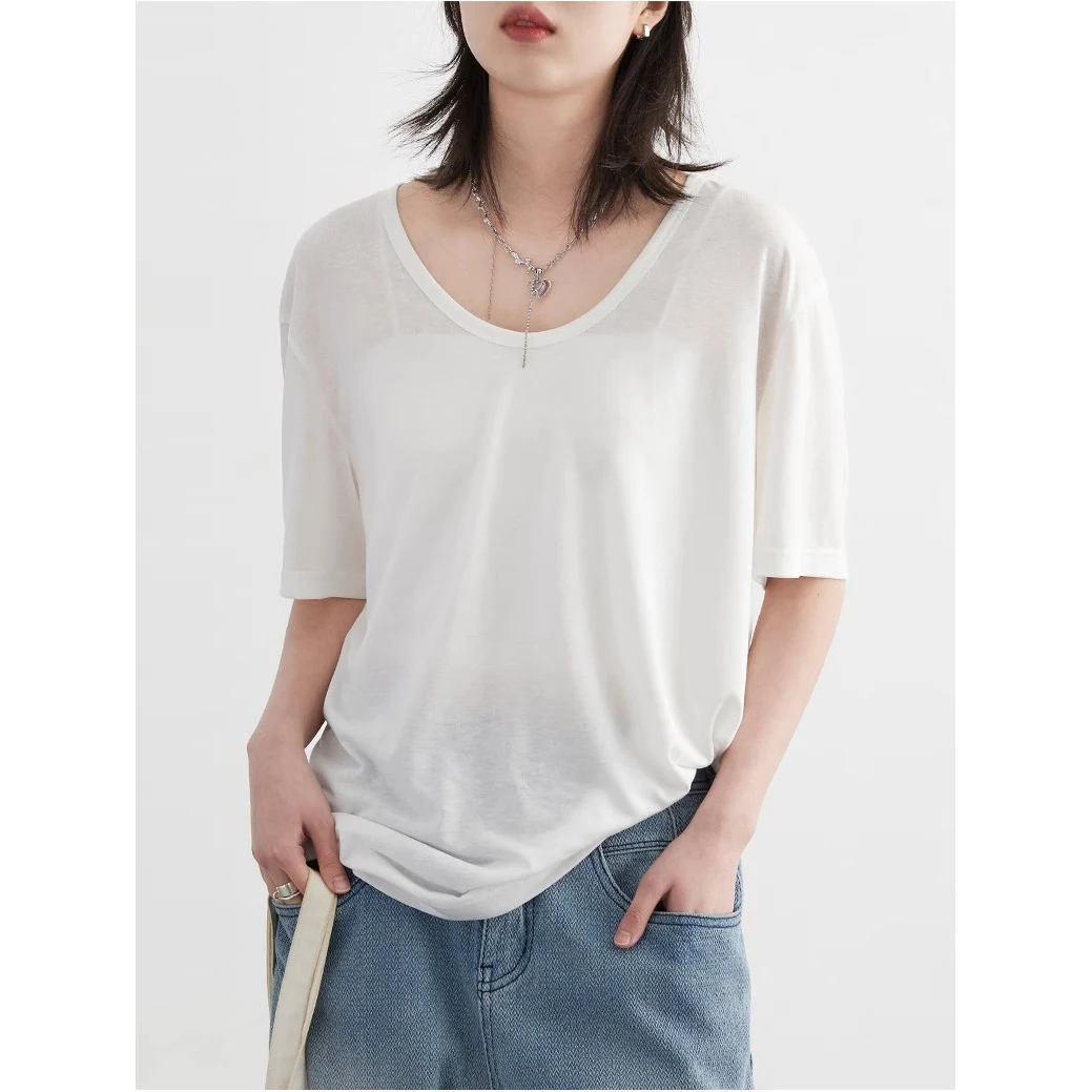 CHIC VEN Women T-Shirts Loose Casual Solid New Basic Simple Female Tees Short Sleeved Top for Girl Women's Clothing Summer 2026 3