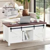 Lift Top Coffee Table,Coffee Table with Storage,47" White Coffee Table with Lifting Top, Lifting Tabletop with Sliding Barn Door 1