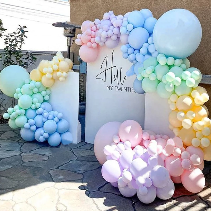 Macaron Rainbow Balloon Garland Arch Kit Girls Pastel Wedding