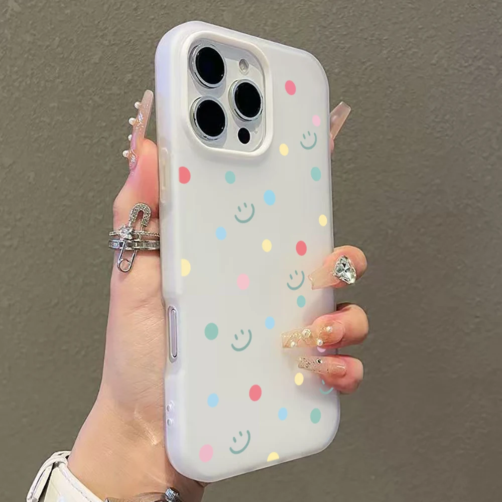 Vibrant Polka Dot and Smiley Face Shockproof Phone Case Cover
