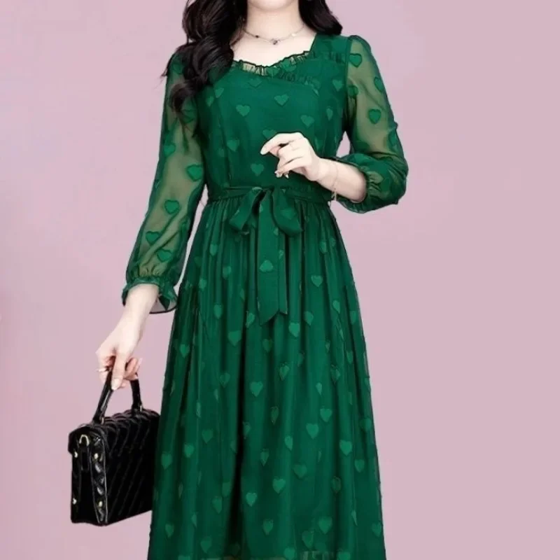 

Женское маленькое Очаровательное платье, элегантное платье-трапеция знаменитости с круглым вырезом и длинным рукавом, весна-лето 2023