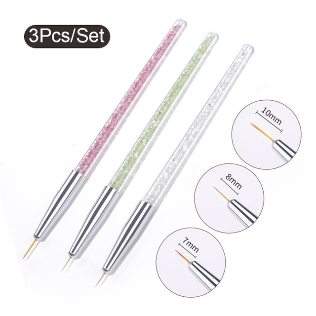 Acrylic French Stripe Nail Art Liner Brush Set 3D Tips Manicuring Ultra-thin Line Drawing Pen UV Gel Brushes Painting Tools