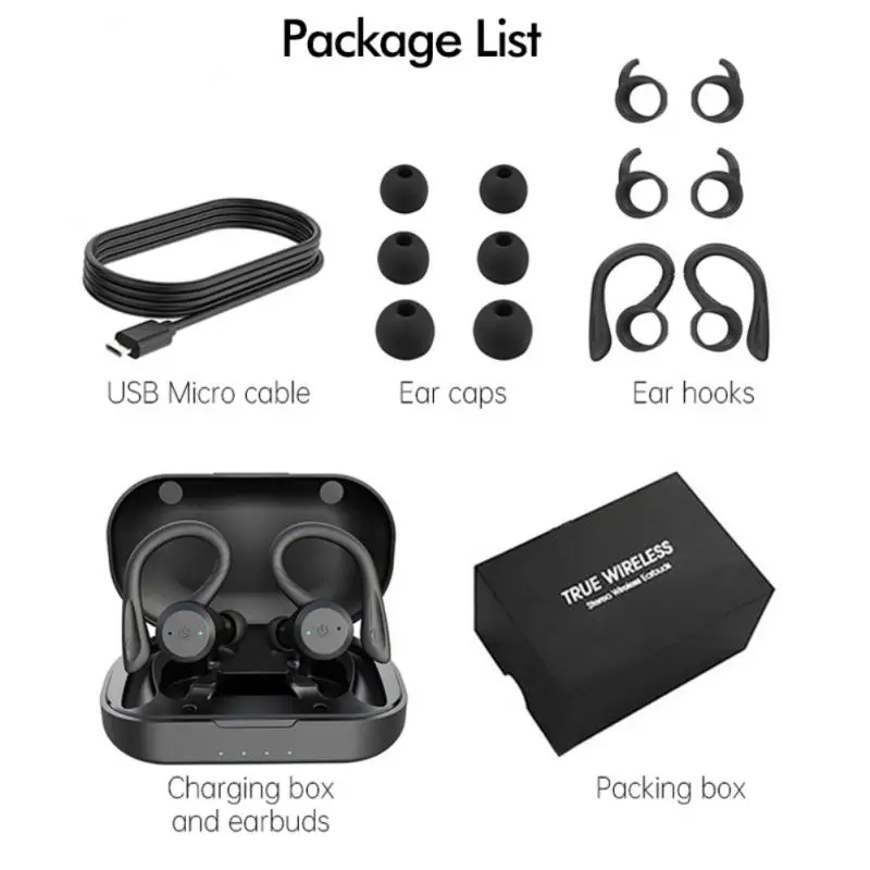 

Беспроводная гарнитура с шумоподавлением, водонепроницаемые наушники-вкладыши с аккумулятором большой емкости, Tws наушники, спортивные наушники