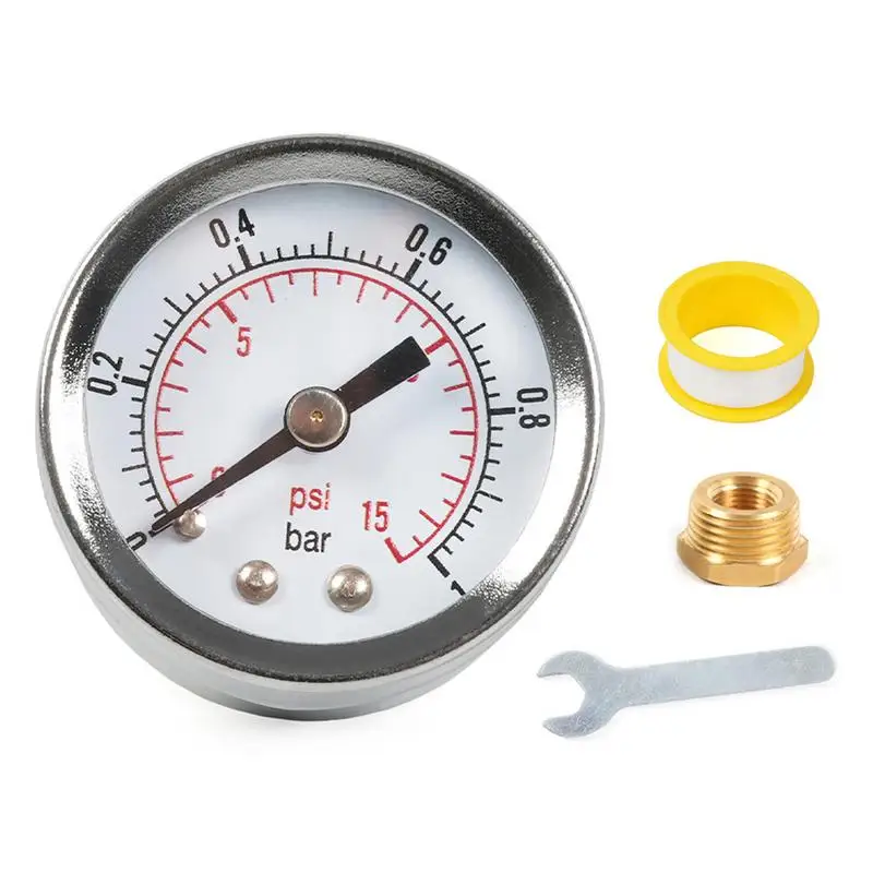 

Liquid Pressure Gauge Stainless Steel Universal Car Gauge 1/8NPT 3/8NPT 0-15psi Precise Interior Accessories Car Tester For