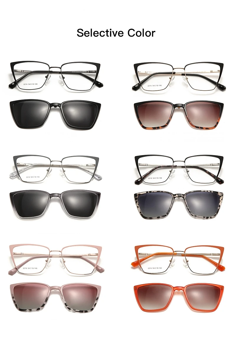 YIMARUILI Mode Polarisierende Clip Magnetische Saug Sonnenbrille Ultra-licht Cat Eye Optische Brillen Rahmen Frauen – Detail 9