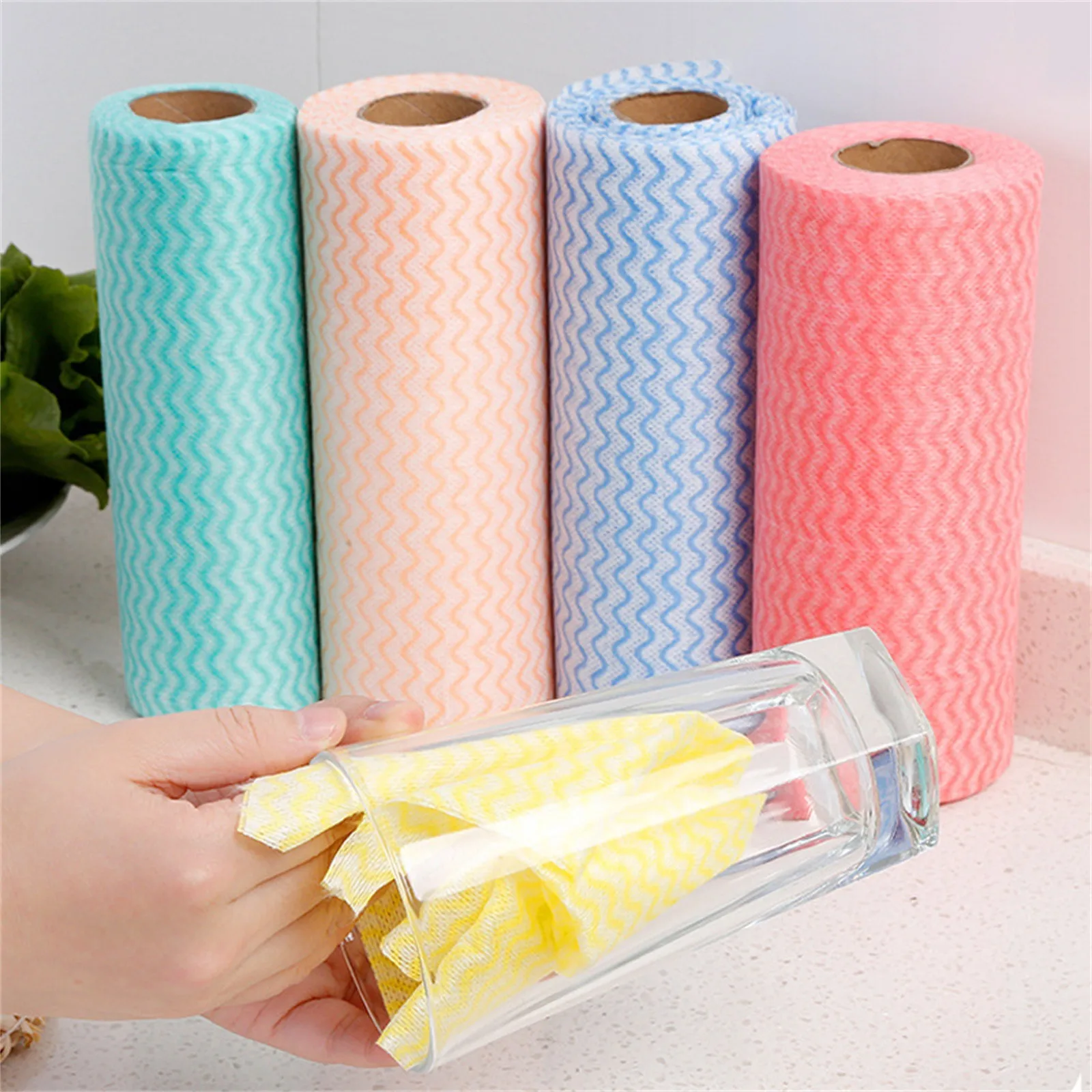 Kitchen Cleaning Rolls Wiping Cloths Reusable Cleaning Cloths Dish Rags Wash Paper Towel Replacement Microfiber Towel Rolls microfiber towel,paper towel,paper tissue