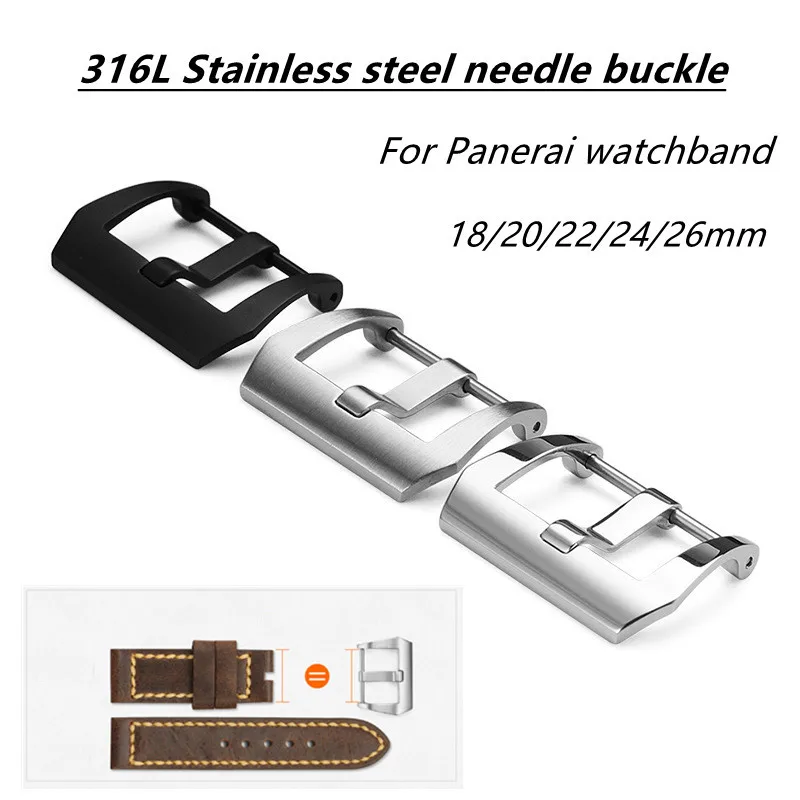 Fibbia Ad Ago In Acciaio Inossidabile 20/22/24/26Mm Fibbia Ad Ardiglione Lucida Smerigliata Fibbia In Acciaio Fine 316L Con Logo Per Cinturino Panerai