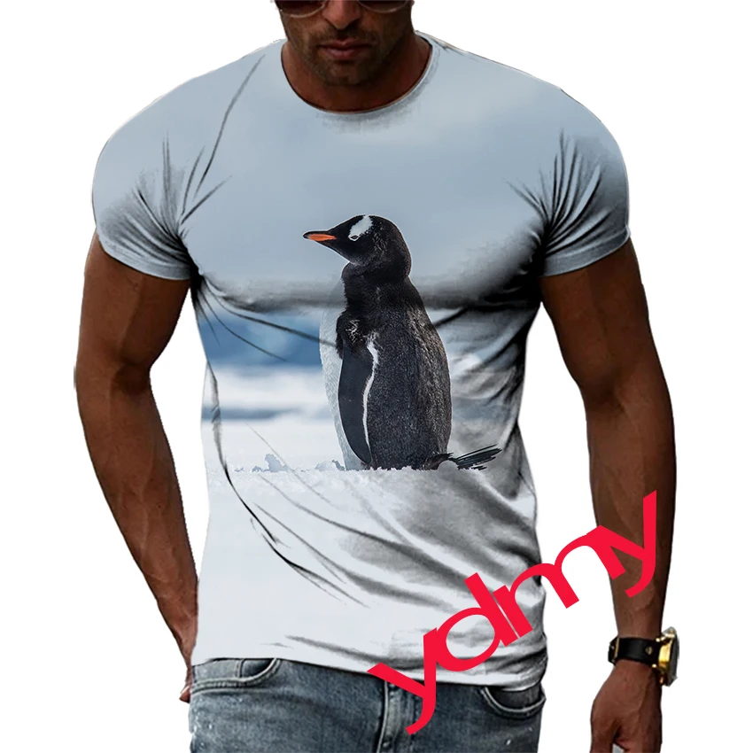 

Summer Tide Fashion Penguin Picture Men T-Shirts Casual 3D Print Tees Hip Hop Personality Round Neck Short Sleeve Tops