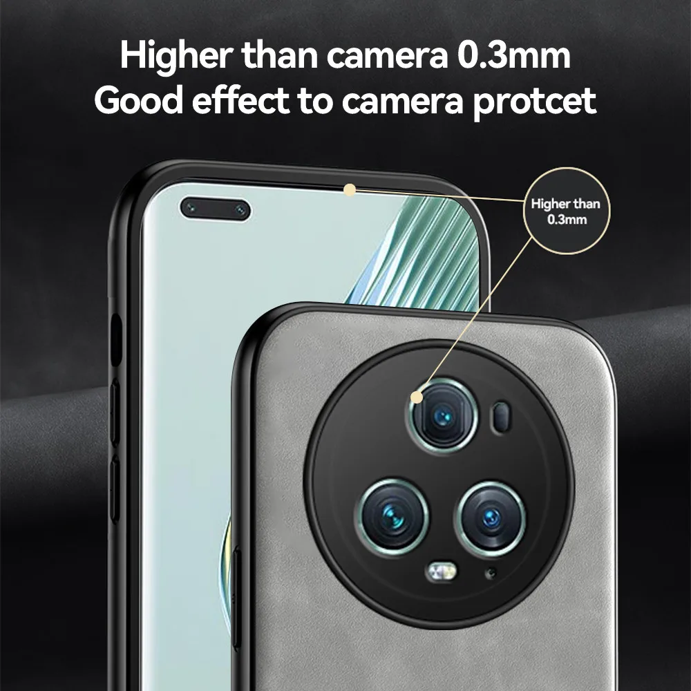 Фото Новый стиль для Honor Magic5 Pro искусственная кожа задняя крышка из овечьей кожи Hnor Honr Magic 5 Lite 5 Lite 5Pro искусственная кожа автомобильный магнитный держатель Shockp №3