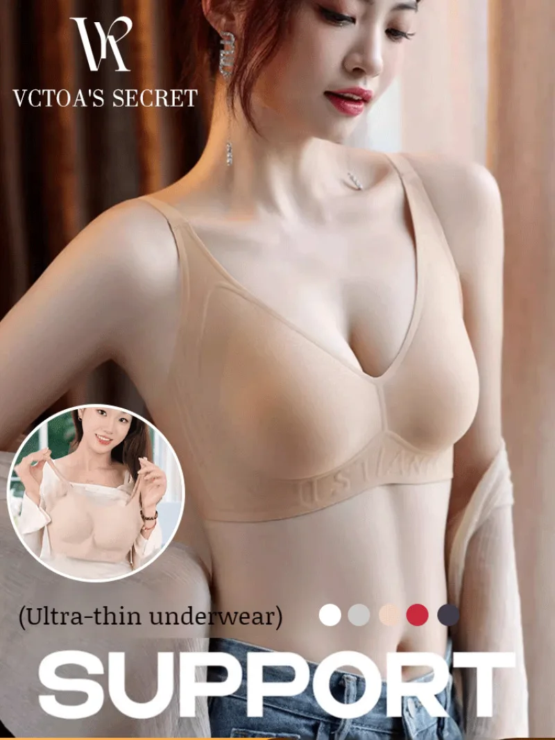Invisible bra seamless underwear side breast fixed cup gathered support letter bra liquid foundation seamless breathable bra