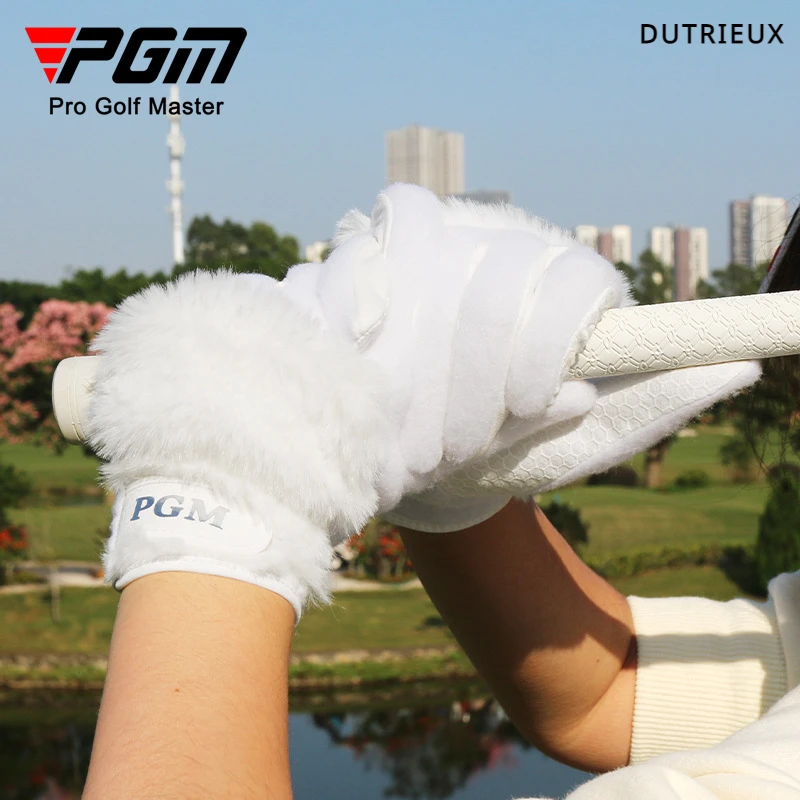 PGM Golf Women's Gloves Autumn and Winter Plush Thickened Rabbit Like Fur Thermal Gloves 1 Pair Warm Beautiful and Comfortable