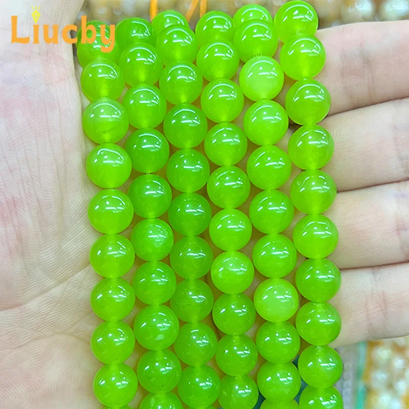 Natural Stone Jewelry Beads Grape Green Chalcedony Jades 4/6/8/10/12/14mm 15" s for Jewelry Making
