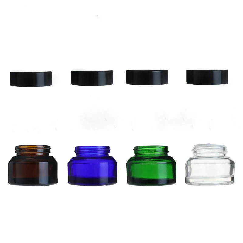 

1Pcs 15g/30g/50g Empty Various Colors Glass Refillable Bottles Makeup Jar Pot Travel Face Cream Lotion Vials Cosmetic Containers