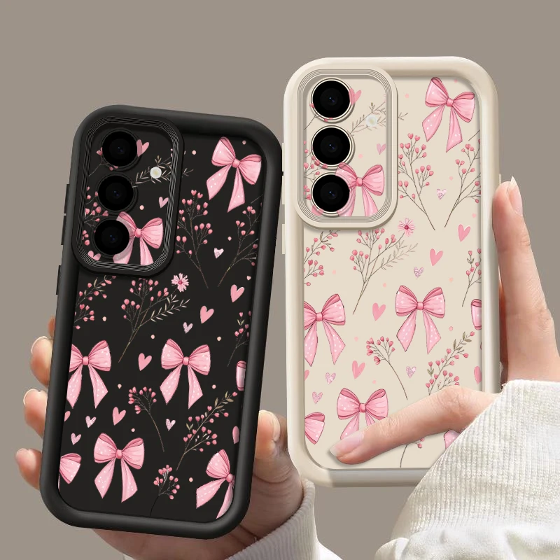 Chic Pink Bow Pattern Soft TPU Silicone Phone Case - Elegant and Stylish Back Cover