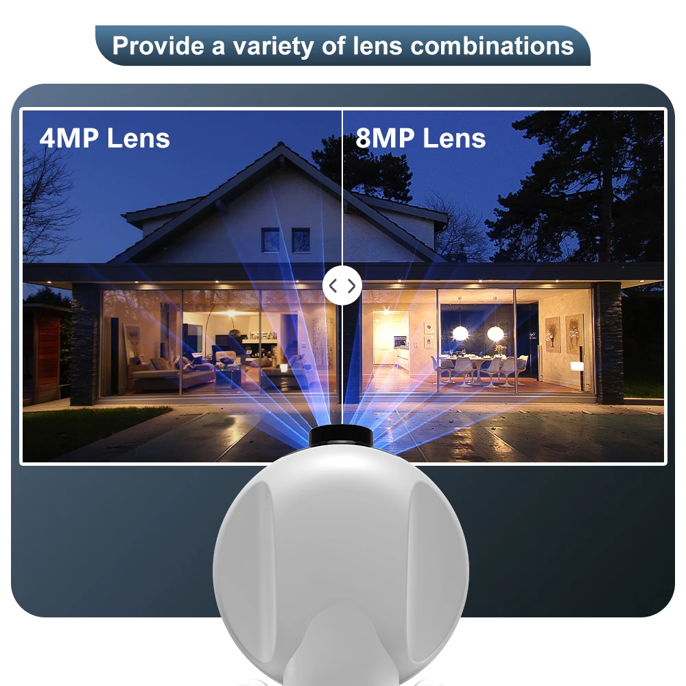 8MP Dual Lens IP Camera Outdoor Wifi Surveillance PTZ Dual Screen AI Auto Tracking Security Protection Video Waterproof