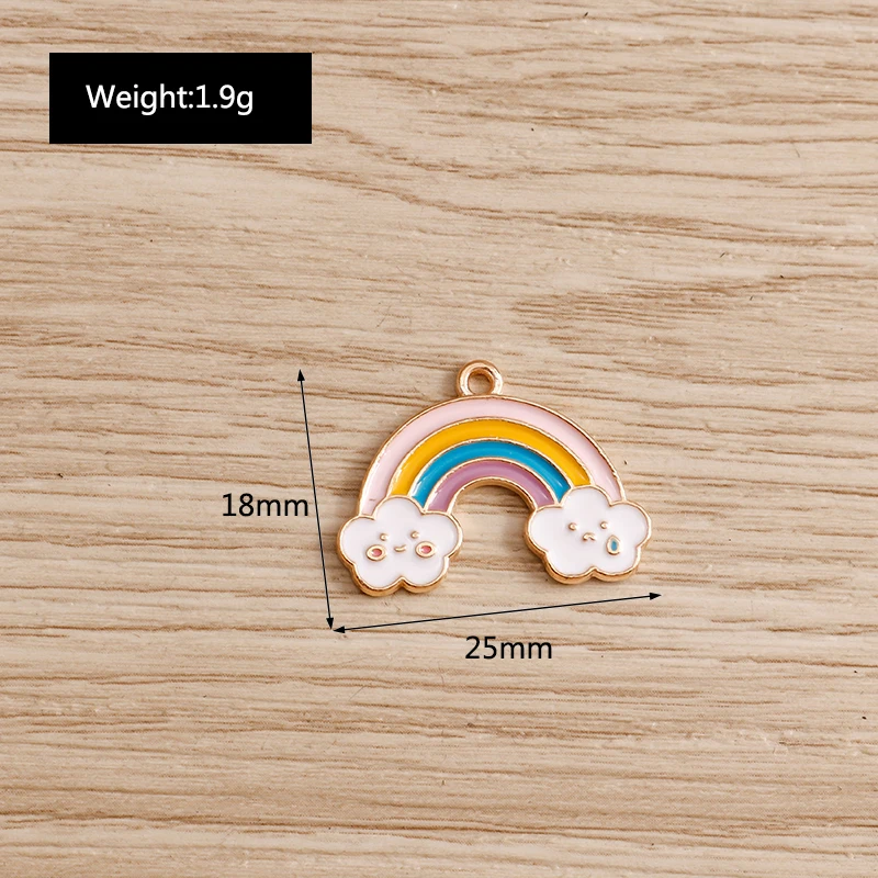 Tusember 10/20 Stück zufällige Charms Emaille Sonne Wolke Regenbogen Charms Anhänger für Halsketten Ohrringe Armband DIY Schlüsselanhänger Schmuck – Detail 10