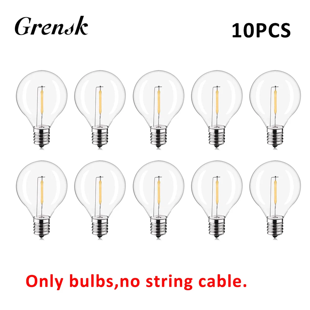 Plastic G40 DC3V Replacement Bulbs for Solar String Lights E12 Screw Sockets Shatterproof Decorative LED Lamp RV Camper Lighting