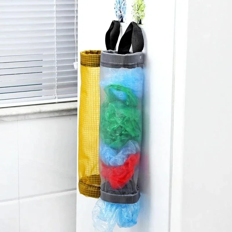 Garbage Bag Holder Home Grocery Bag Holder Wall Mount Plastic Bag Holder Dispenser Hanging Storage Trash Garbage Kitchen Garbage Organizer
