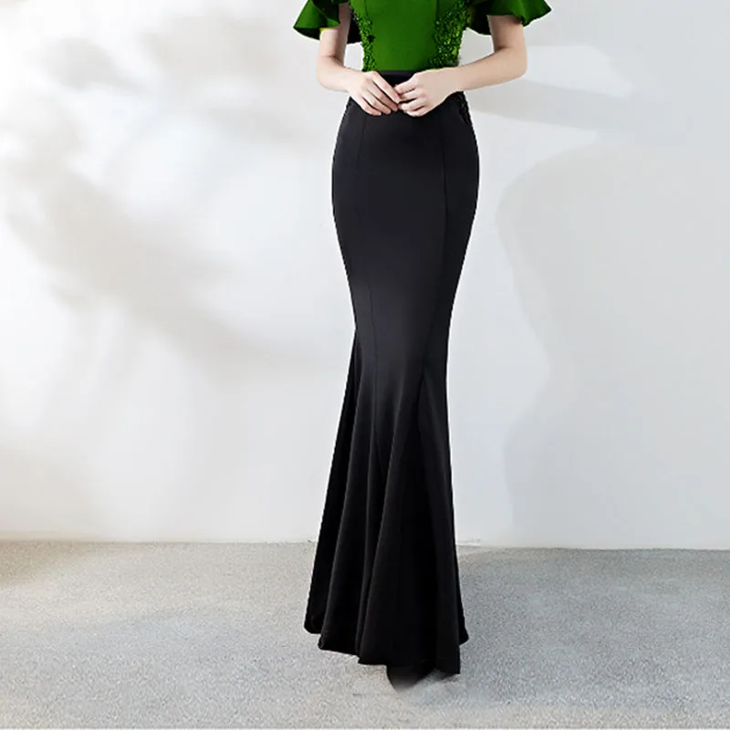 Free Shipping 2022 New Fashion Long Maxi Skirt For Women XS-10XL Mermaid Style Stretch Ladies Black High Waist Slim Hip luxury women 2 piece set white blue black long sleeve blazer midi skirt office ladies work wear female formal skirt suit sets