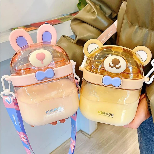 Cartoon Travel Straw Mug Summer Cute Bear Plastic Cup Kawaii Kid Tumbler  Portable Sport Drink Kettle 850ml Water Bottle For Girl - AliExpress