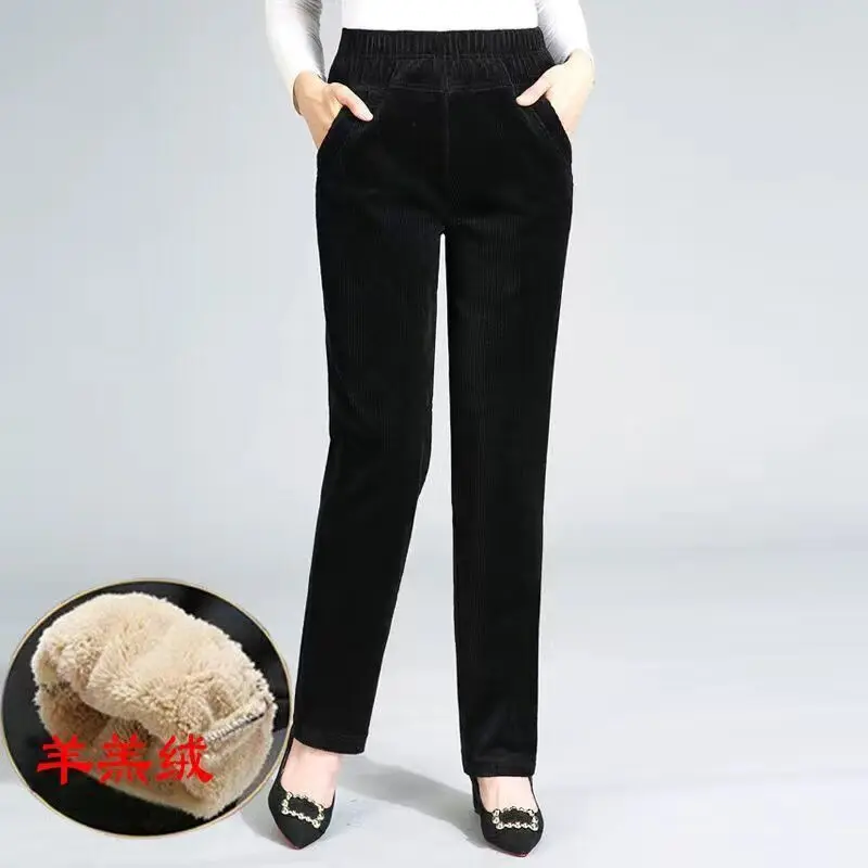 Women's Autumn Winter Fashion Elegant Solid Color Casual Versatile Western Style Small Feet Comfortable Commuting Youth Pants