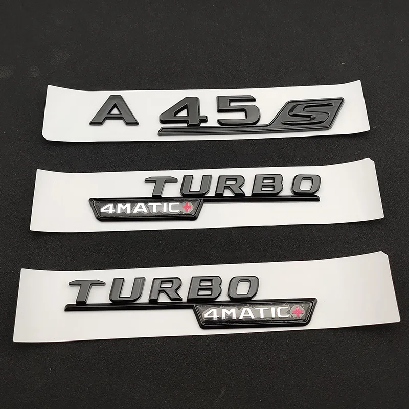 3d ABS Chrome Black A45 S A45S Emblem Sticker Trunk Car Letters Turbo 4matic Badge For Mercedes A45S AMG W177 Accessories