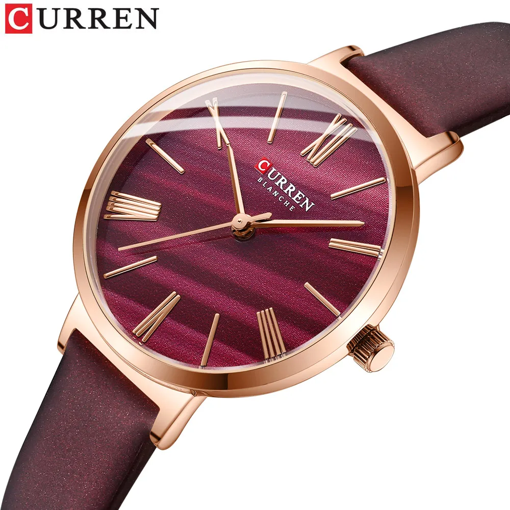 Ultra-Thin Quartz Ladies' Watch with Waterproof Leather Strap