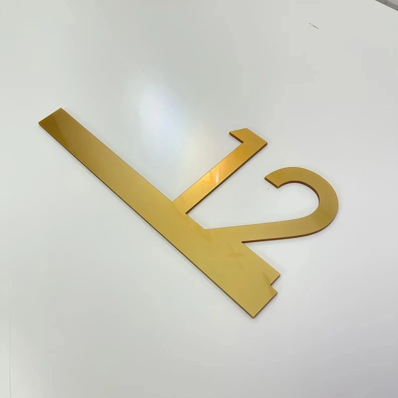 Modern 2D Matte Black Acrylic Outdoor House Number Sign 25x12cm For Home Door Plate