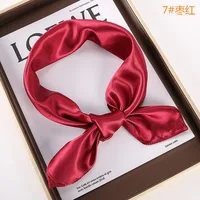 New Solid 60x60cm Square Scarf Single Imitation Silk Bright Light And Satin Performance Scarves Party Gift 3