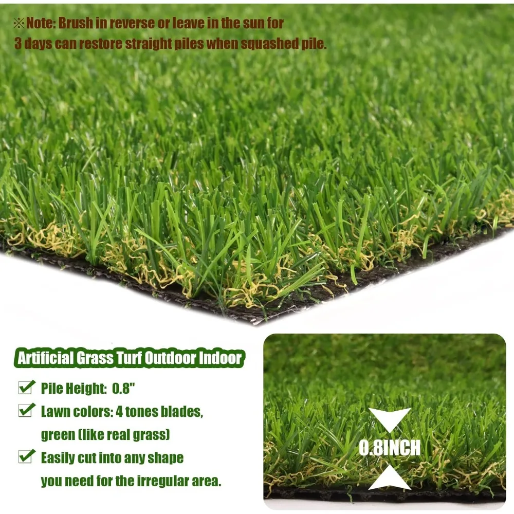 Realistic Artificial Turf Grass Artificial Synthetic Fake Grass 20MM Green Turf Rug Pet Dogs Lawn Mat with Drainage Holes