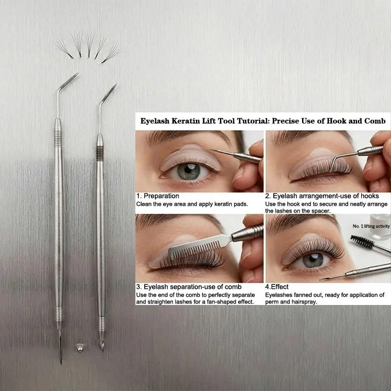 더블 헤드 속눈썹 리프트 컬러 속눈썹 펌 스틱 스테인레스 스틸 화장품 어플리케이터 빗 도구 속눈썹 연장 용품