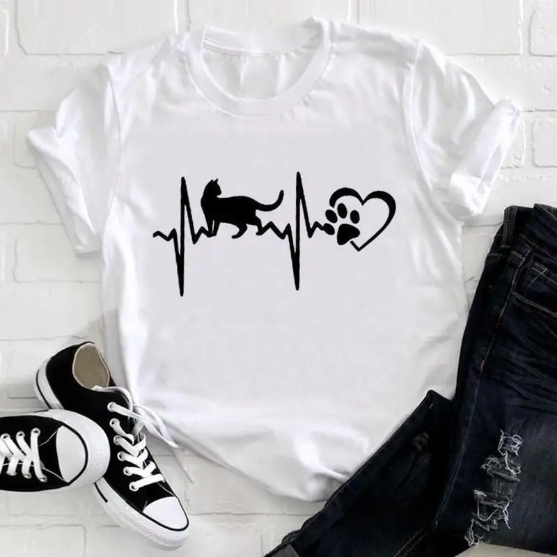 

Cat Instagram Female Printed European and American Clothing Short-sleeved T-shirt Graphic T Shirts Tops Women Clothes