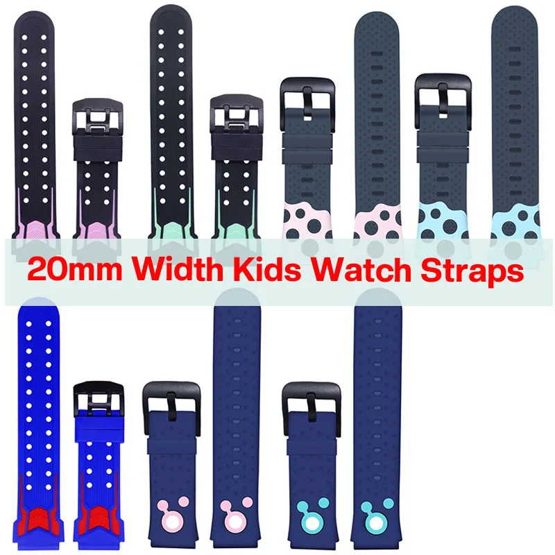 Correas de reloj inteligente para niños, repuesto de 20mm de ancho, correa de silicona de fácil liberación