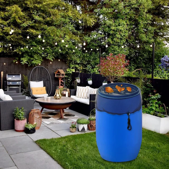 95 Cm-Es Kerti Esőhordó Háló Képernyő Poliészter Esővíz Háló, Állítható Húzózsinór Esés Elleni Levelek Kültéri Kerthez - Image 3