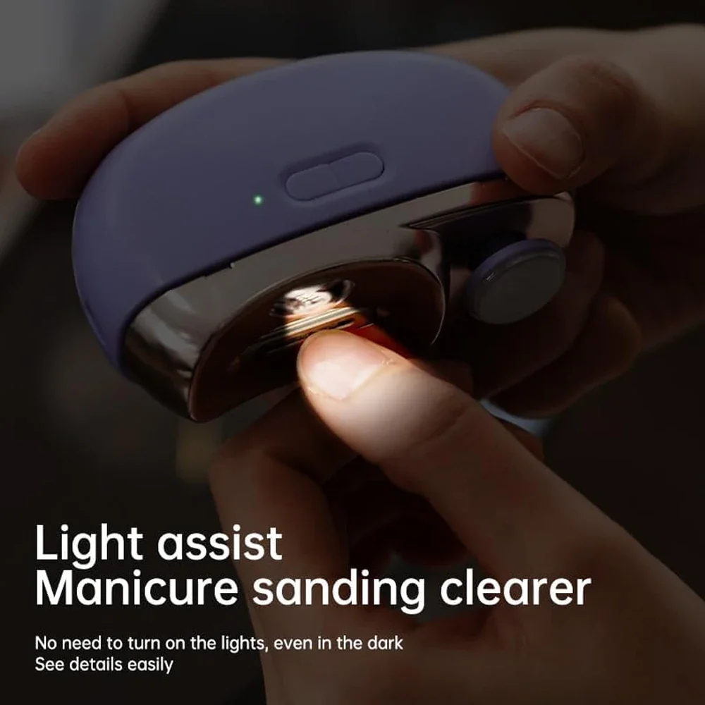 Electric Nail Clipper Cutter With LED Light 2 IN 1 Automatic Nail Grinder Trimmer For Baby Adult Mini Manicure Tools Nail Care_voghion.com
