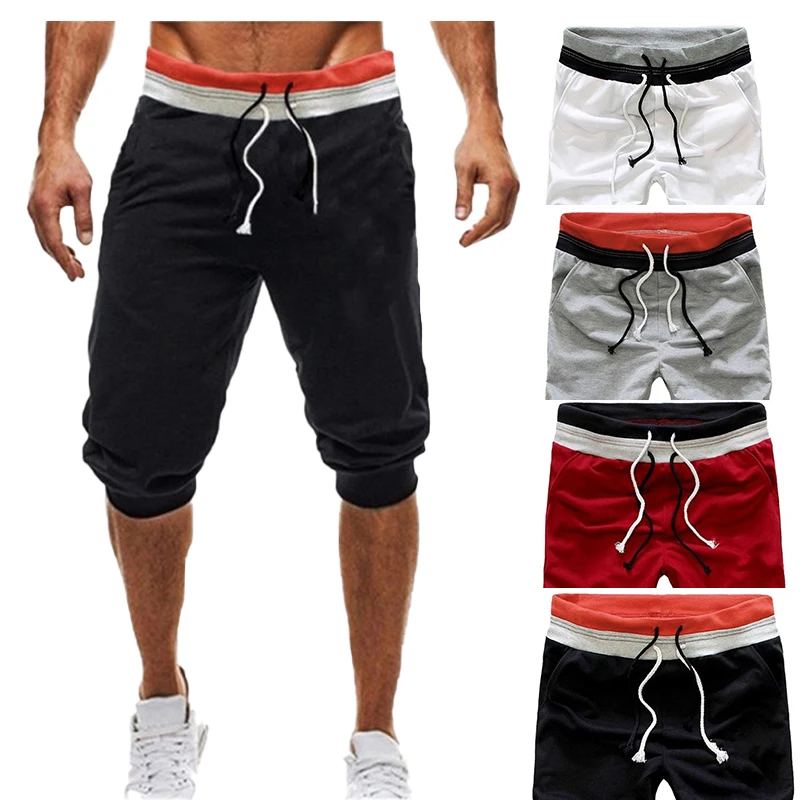 Men's sports pants cotton capris jogging pants casual sports fitness solid color jogging pants men's sports pants цена и фото