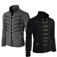 Medieval Steampunk Vintage Jacket Gothic Victorian Frock Coat Solid Color Top Retro Uniform 2