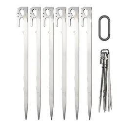 Durable Stainless Steel Tent Stakes Set - 6-Piece Ground Anchors (6pcs)