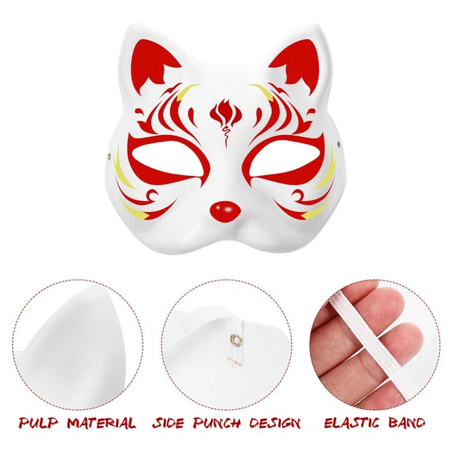 3Pcs Cat Mask, Therian Mask Fox Mask White Masquerade Mask Cat Face Mask  Blank Mask DIY Unpainted Cat Half Masks Paper Mache Mask for Cosplay Party