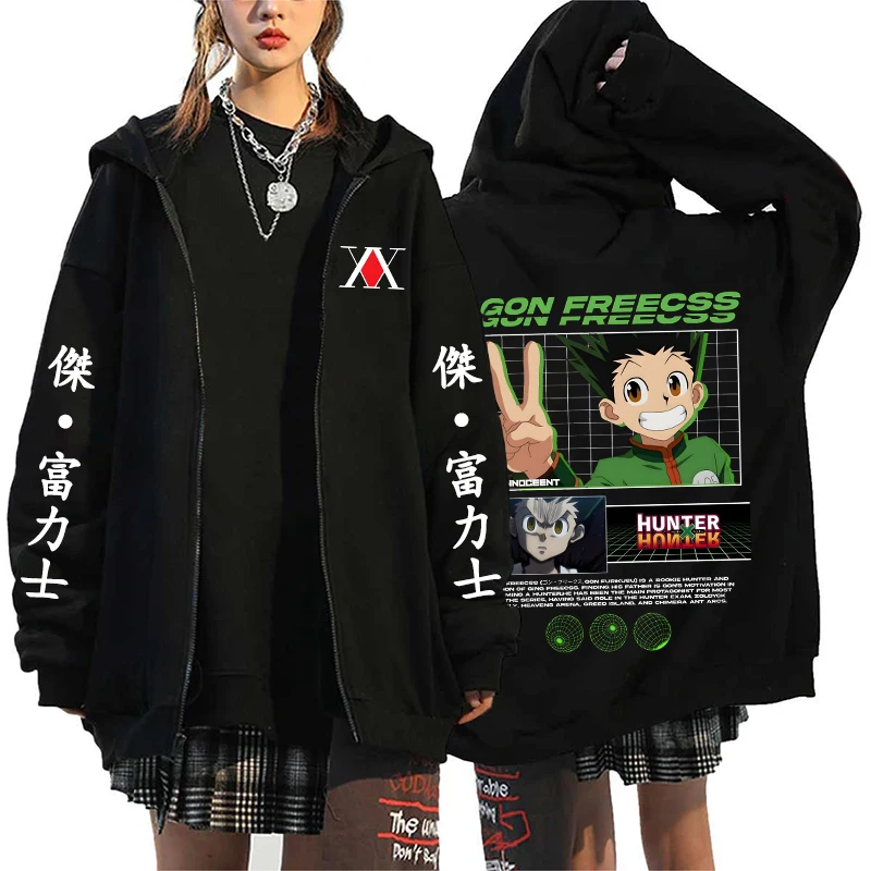 

Hunter X Hunter Killua Zoldyck Hoodies Zip Up Pullover Y2K Streetwear Casual Zipper Jackets Goth Coats Gon Freecss Sweatshirts