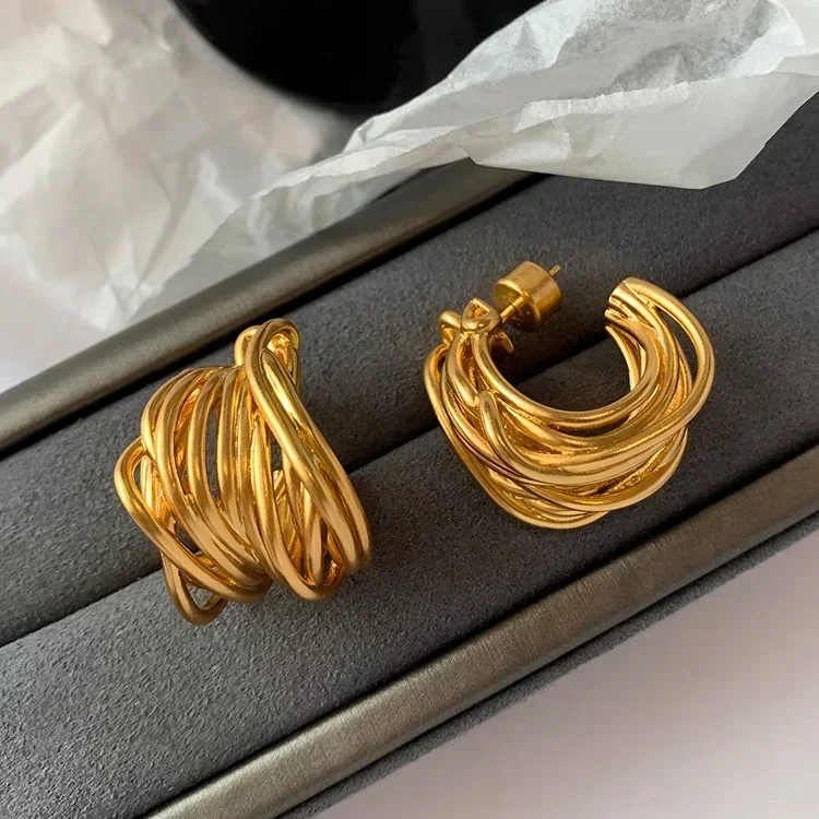 Orecchini Senza Tempo Wonder Brass Geo Stud Statement Per Le Donne Gioielli Firmati Ins Luxury Brand Runway Goth Fancy Top Retro 6299